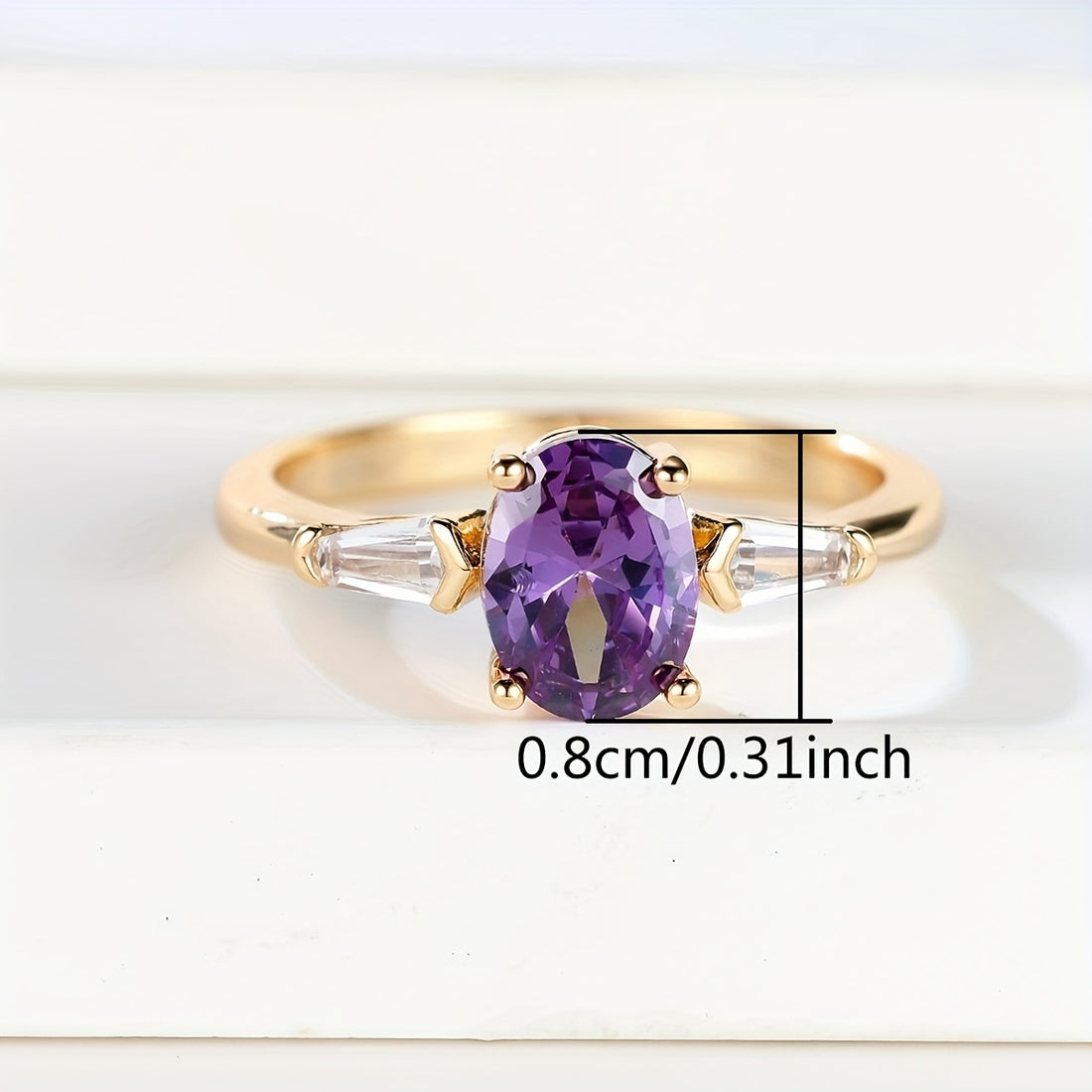 Elegant Amethyst Oval Cut Gold Ring