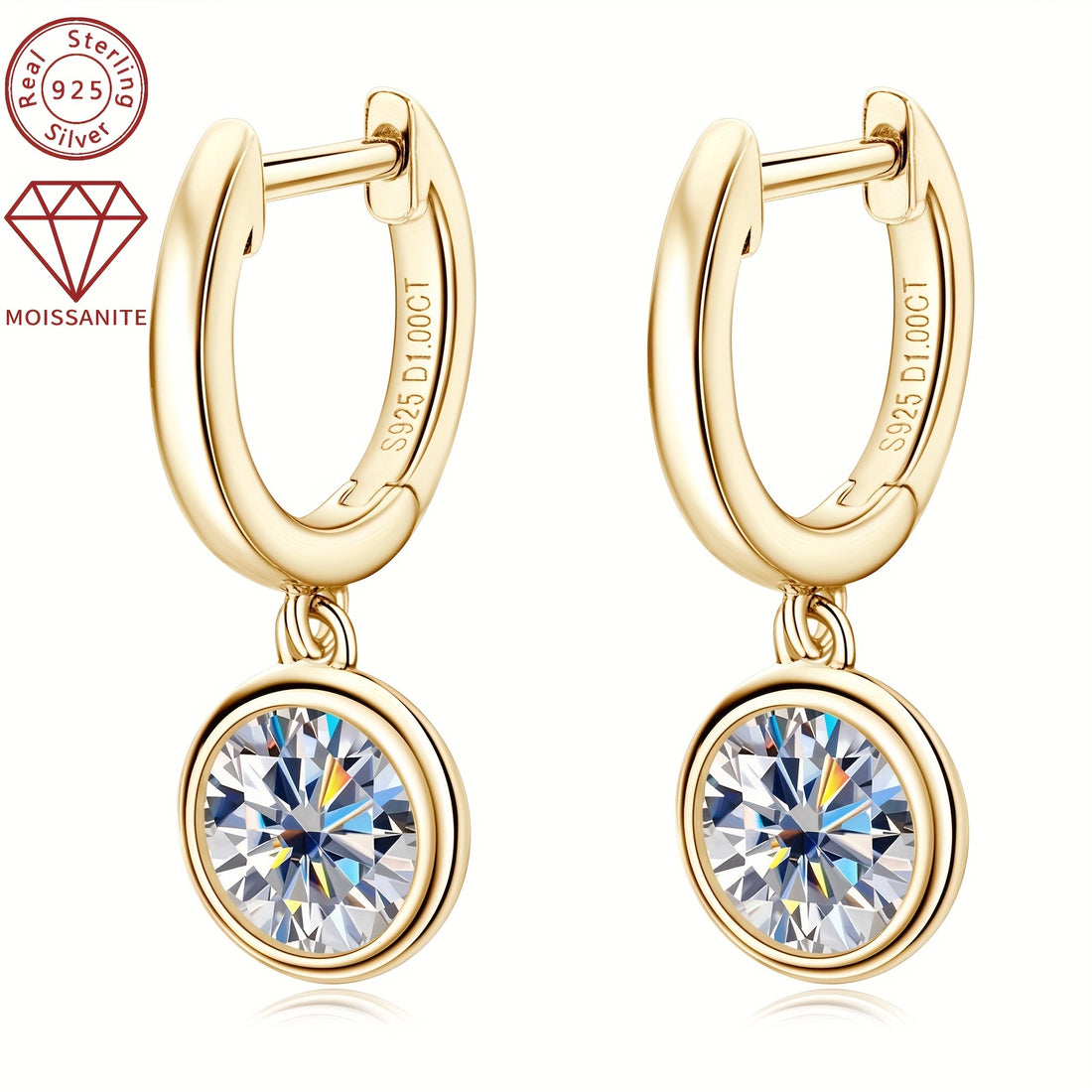 Sterling Silver Moissanite Drop Earrings