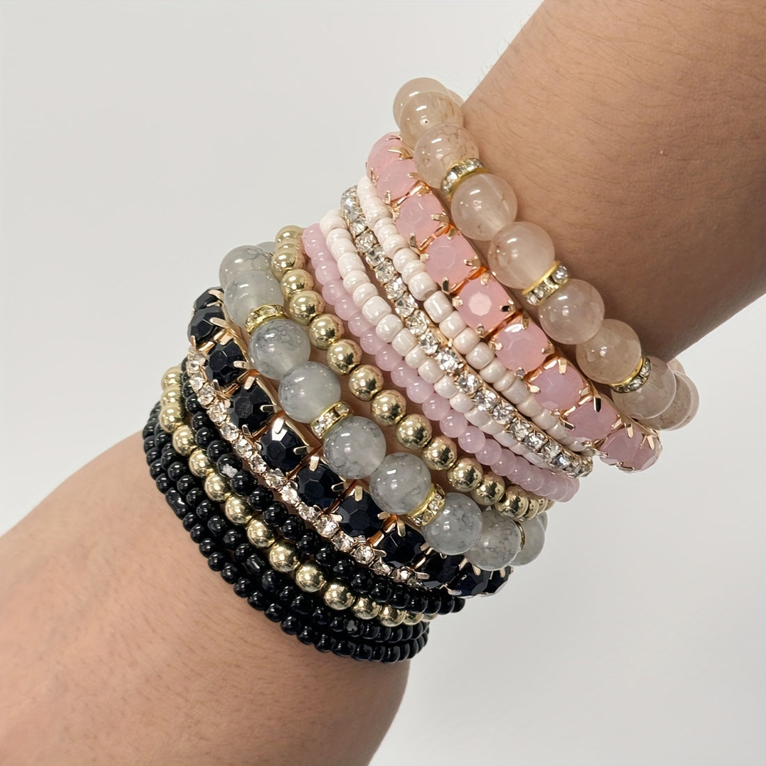 Elegant Multi-Layered Beaded Bracelet Set