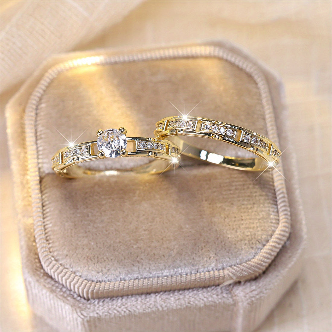 Elegant 2-Piece Gold-Plated Ring Set