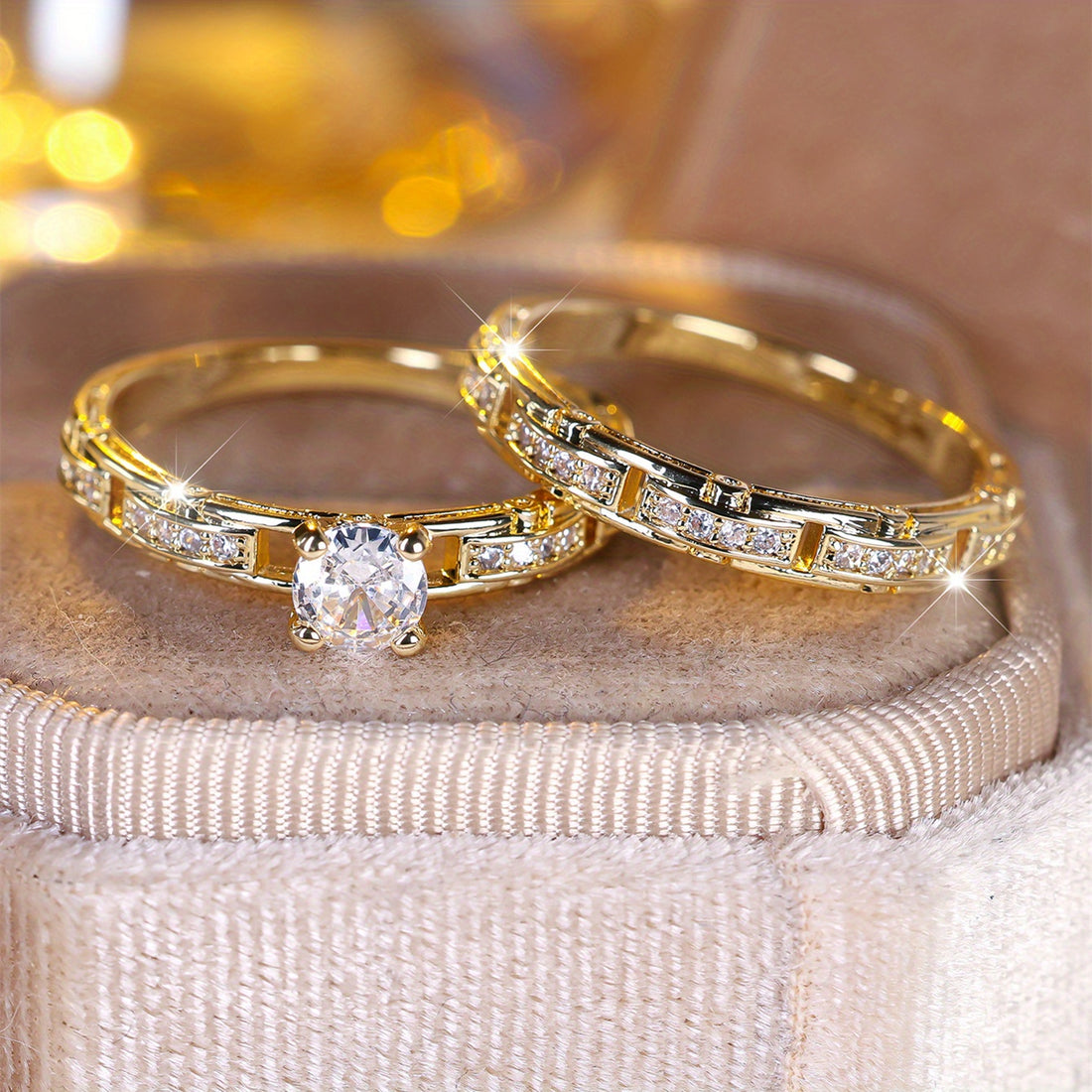 Elegant 2-Piece Gold-Plated Ring Set