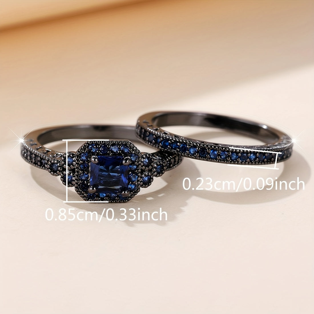 Midnight Sapphire Black Gold Engagement Ring Set