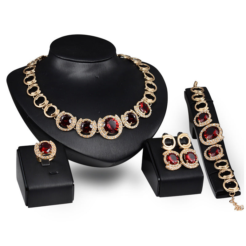 Luxurious Red Gemstone Jewelry Set