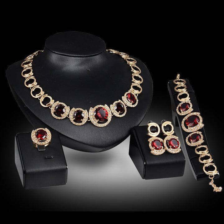 Luxurious Red Gemstone Jewelry Set