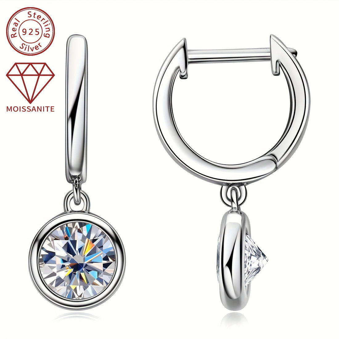 Sterling Silver Moissanite Drop Earrings