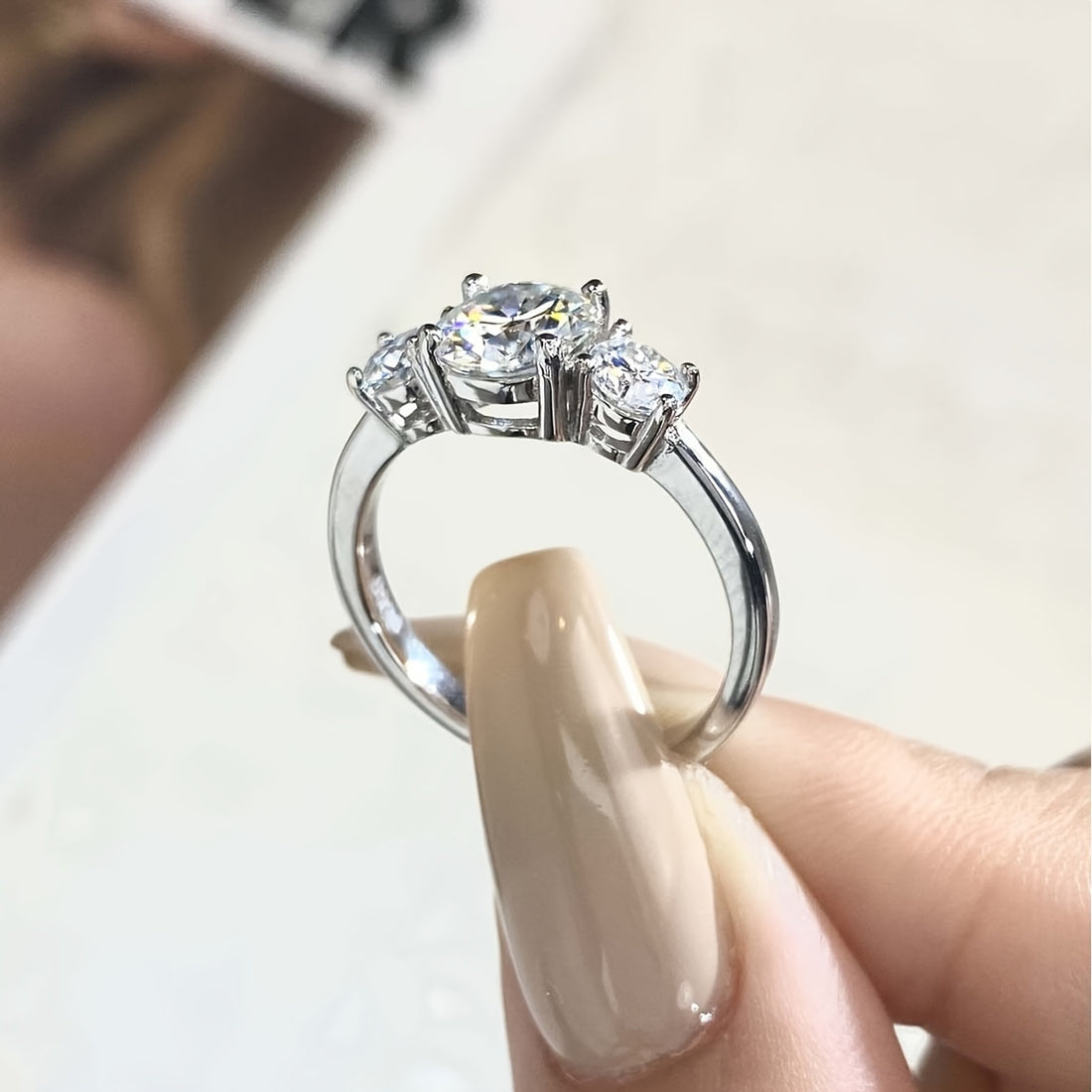 Timeless Three-Stone Moissanite Ring