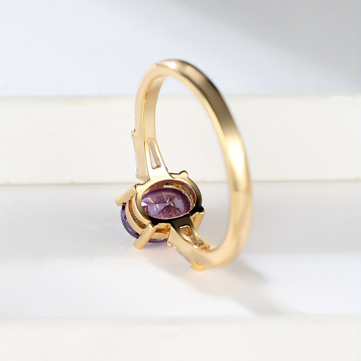 Elegant Amethyst Oval Cut Gold Ring