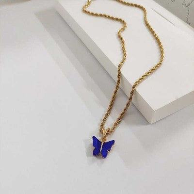 Simple Cute Sweet Color Butterfly Clavicle Chain