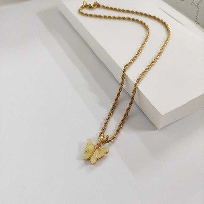 Simple Cute Sweet Color Butterfly Clavicle Chain