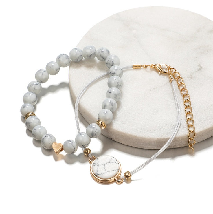 Marble Charm Bracelet Set