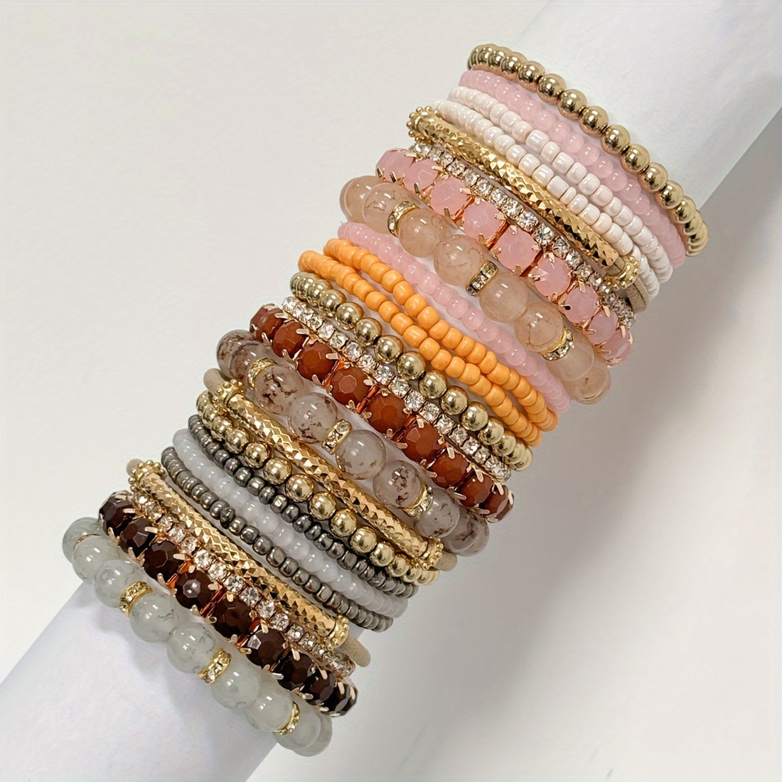 Elegant Multi-Layered Beaded Bracelet Set