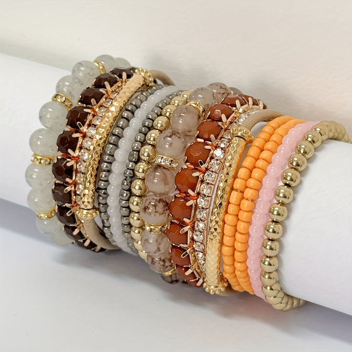 Elegant Multi-Layered Beaded Bracelet Set