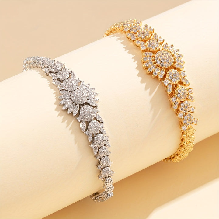 Dazzling Sunflower Crystal Bracelet Set