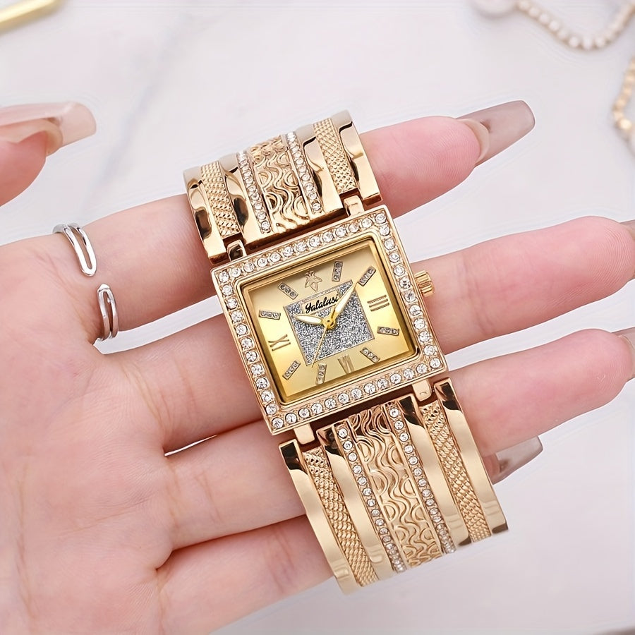 Women's Watch Luxury Crystal Golden Quartz Wrist Watch For Women