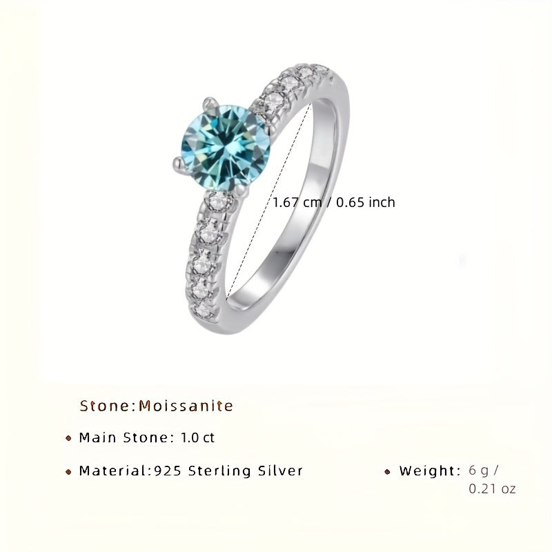 Elegant Ocean Blue Gemstone Ring with Sparkling Accents in 925 Sterling Silver