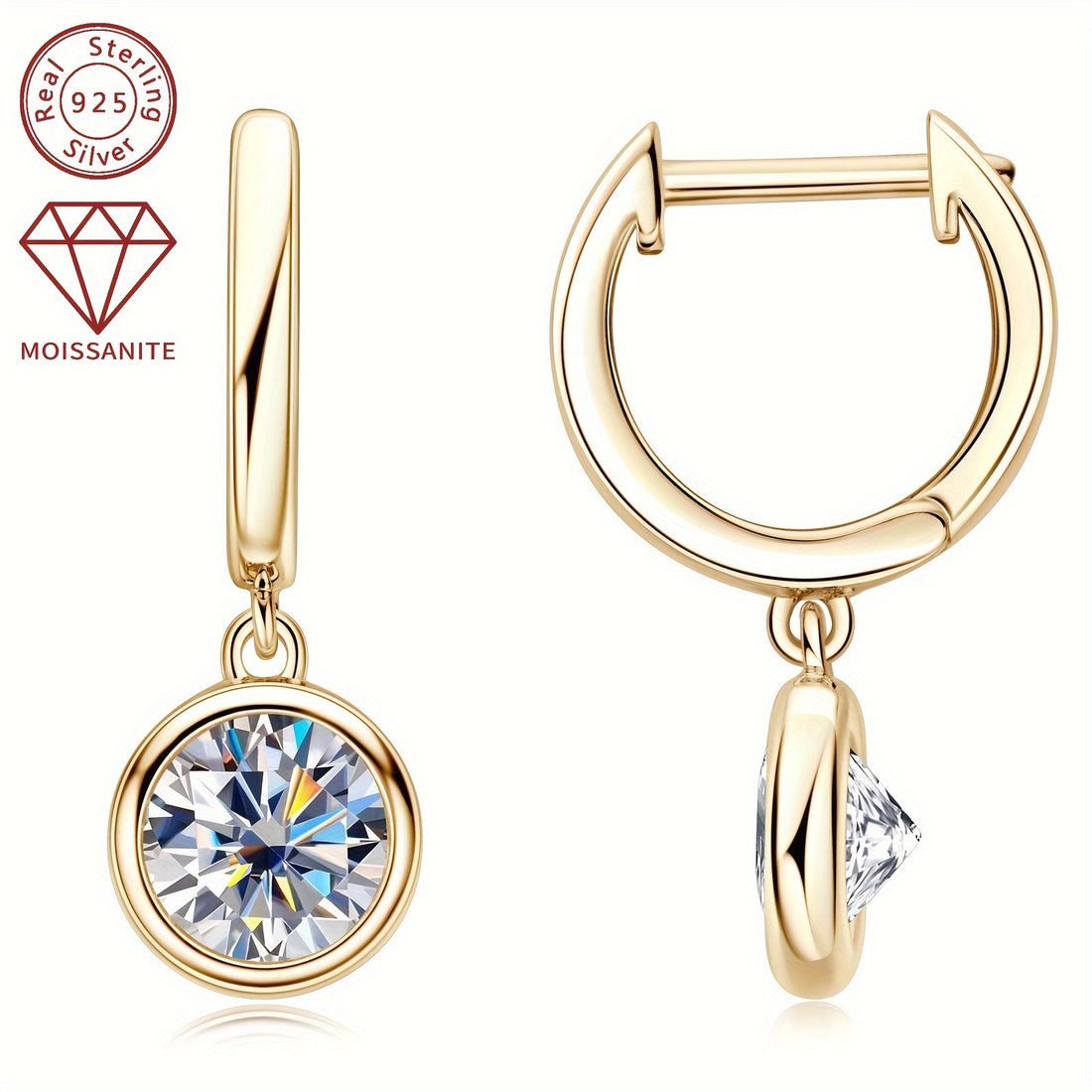 Sterling Silver Moissanite Drop Earrings