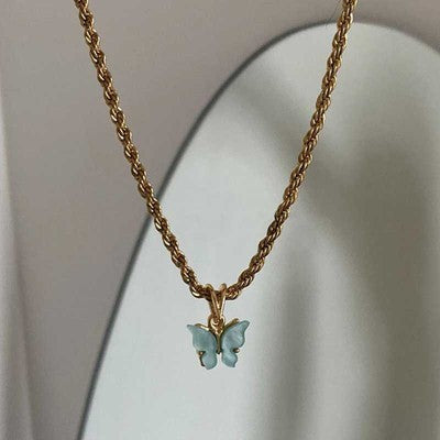 Simple Cute Sweet Color Butterfly Clavicle Chain