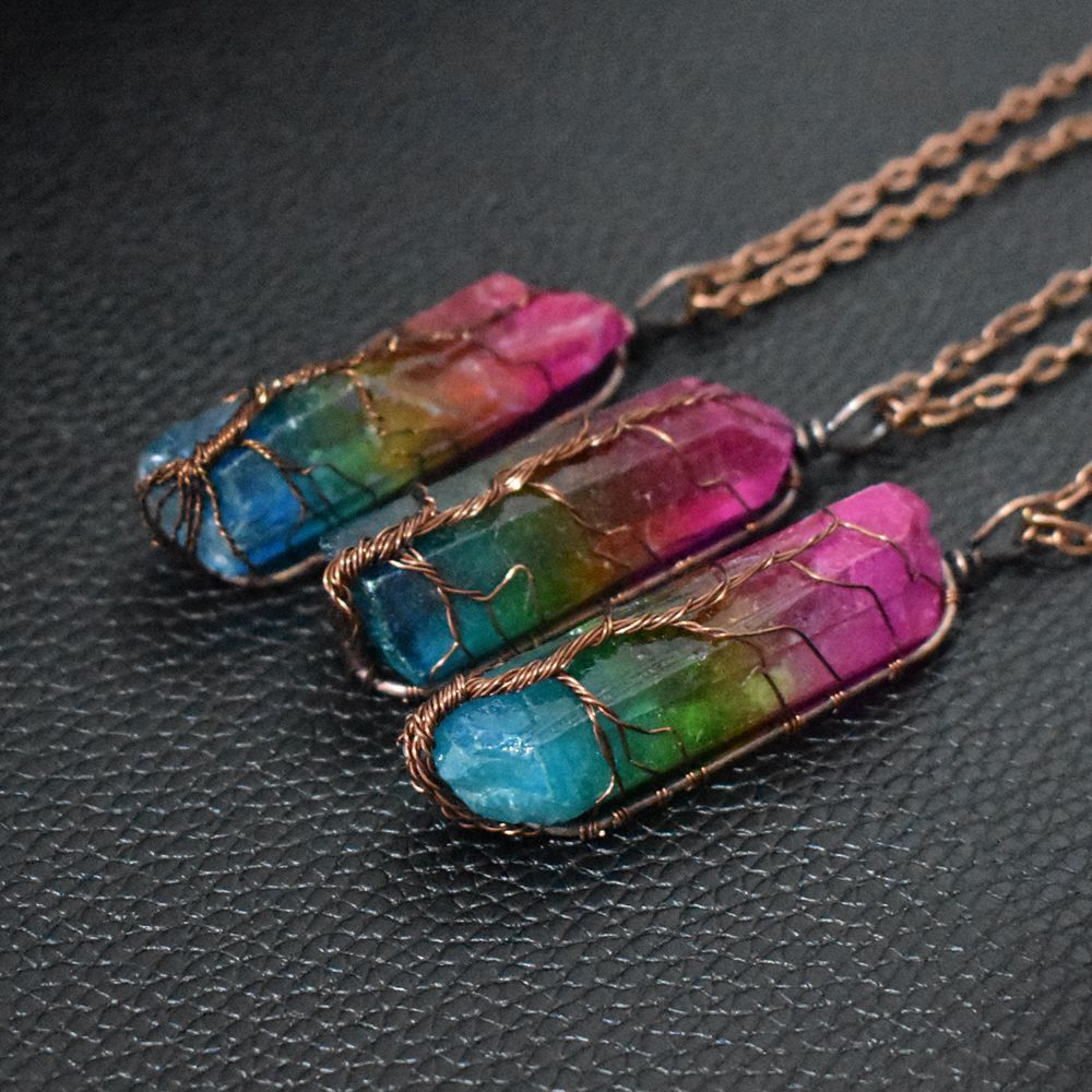 Handcrafted Crystal Wire-Wrapped Pendants