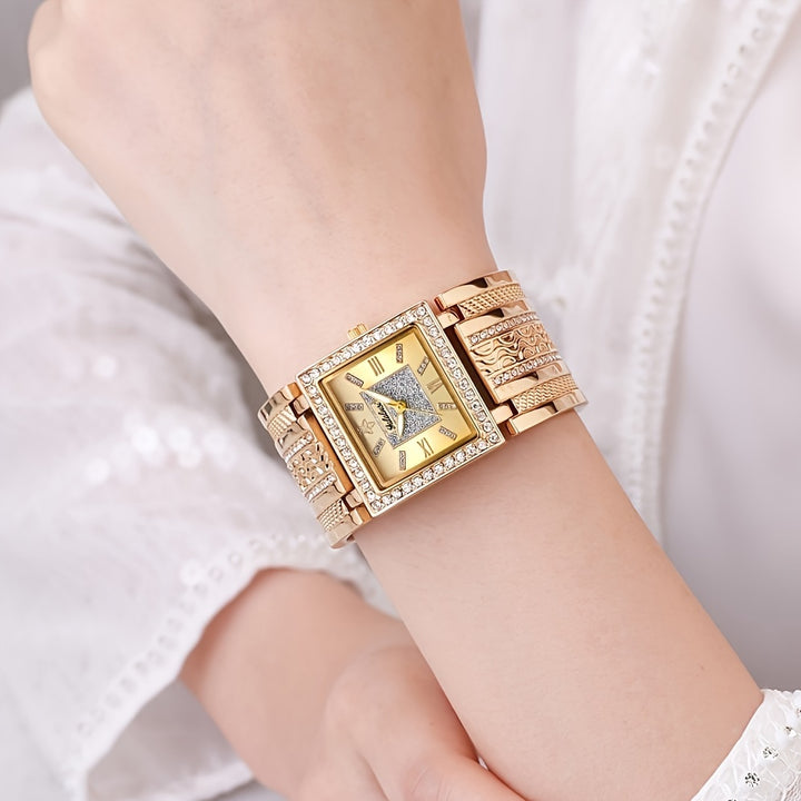 Women's Watch Luxury Crystal Golden Quartz Wrist Watch For Women