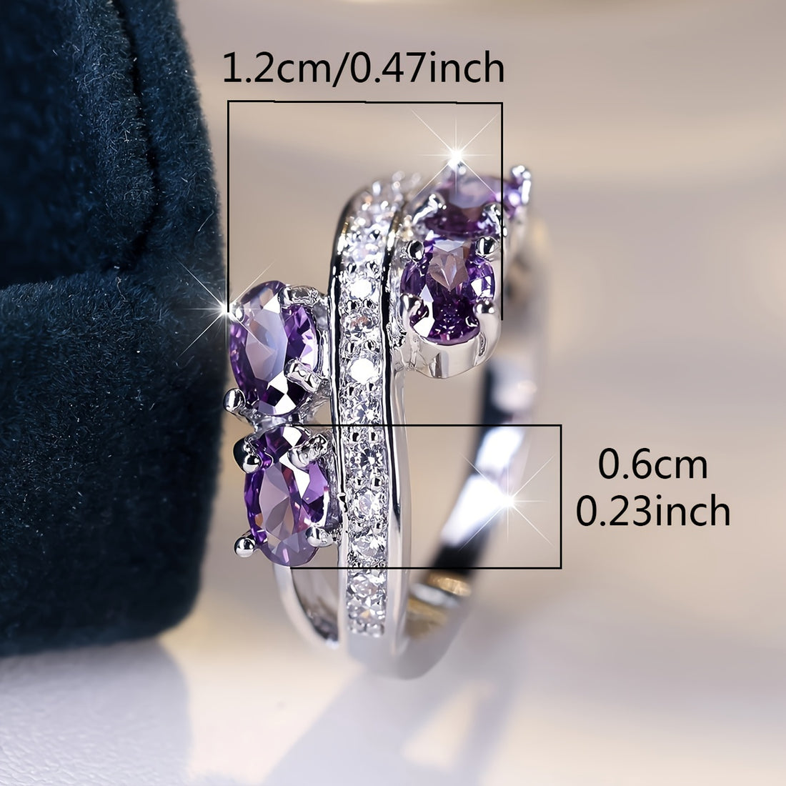 Lavender Amethyst and Diamond Wave Ring