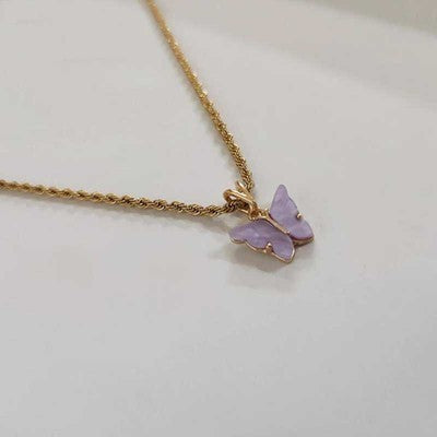 Simple Cute Sweet Color Butterfly Clavicle Chain