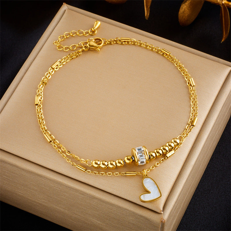 Elegant Gold-Plated Heart Charm Bracelet