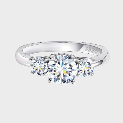 Timeless Three-Stone Moissanite Ring