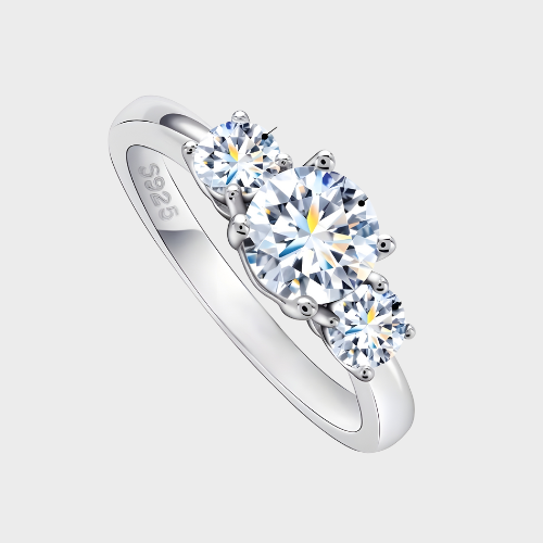 Timeless Three-Stone Moissanite Ring