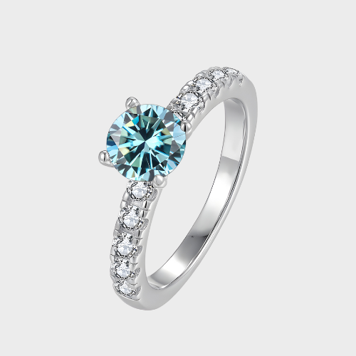 Elegant Ocean Blue Gemstone Ring with Sparkling Accents in 925 Sterling Silver