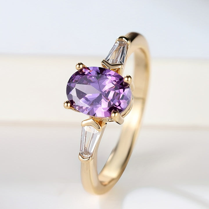 Elegant Amethyst Oval Cut Gold Ring