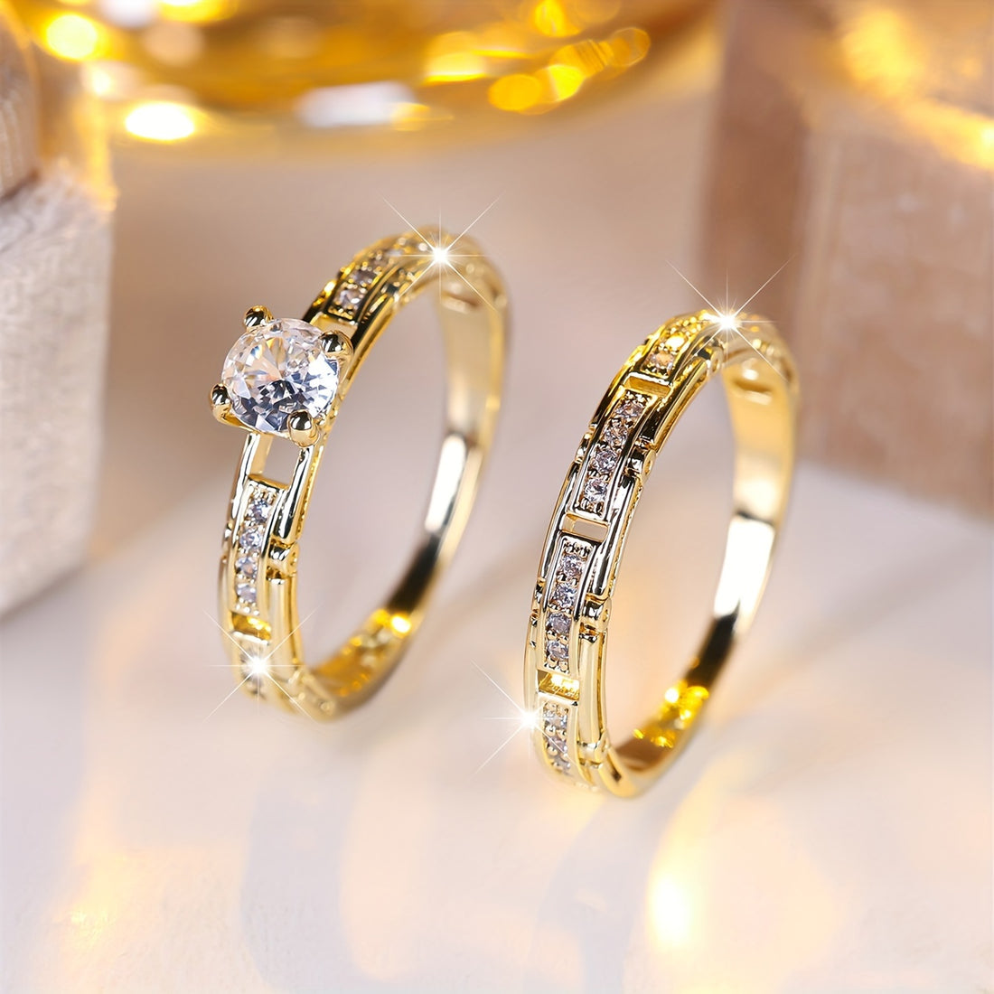 Elegant 2-Piece Gold-Plated Ring Set