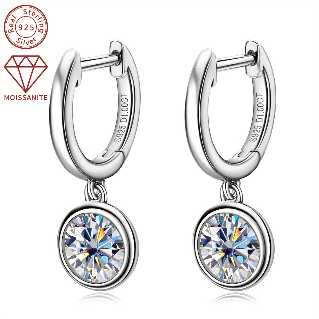 Sterling Silver Moissanite Drop Earrings