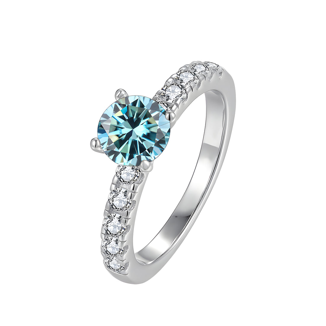 Elegant Ocean Blue Gemstone Ring with Sparkling Accents in 925 Sterling Silver