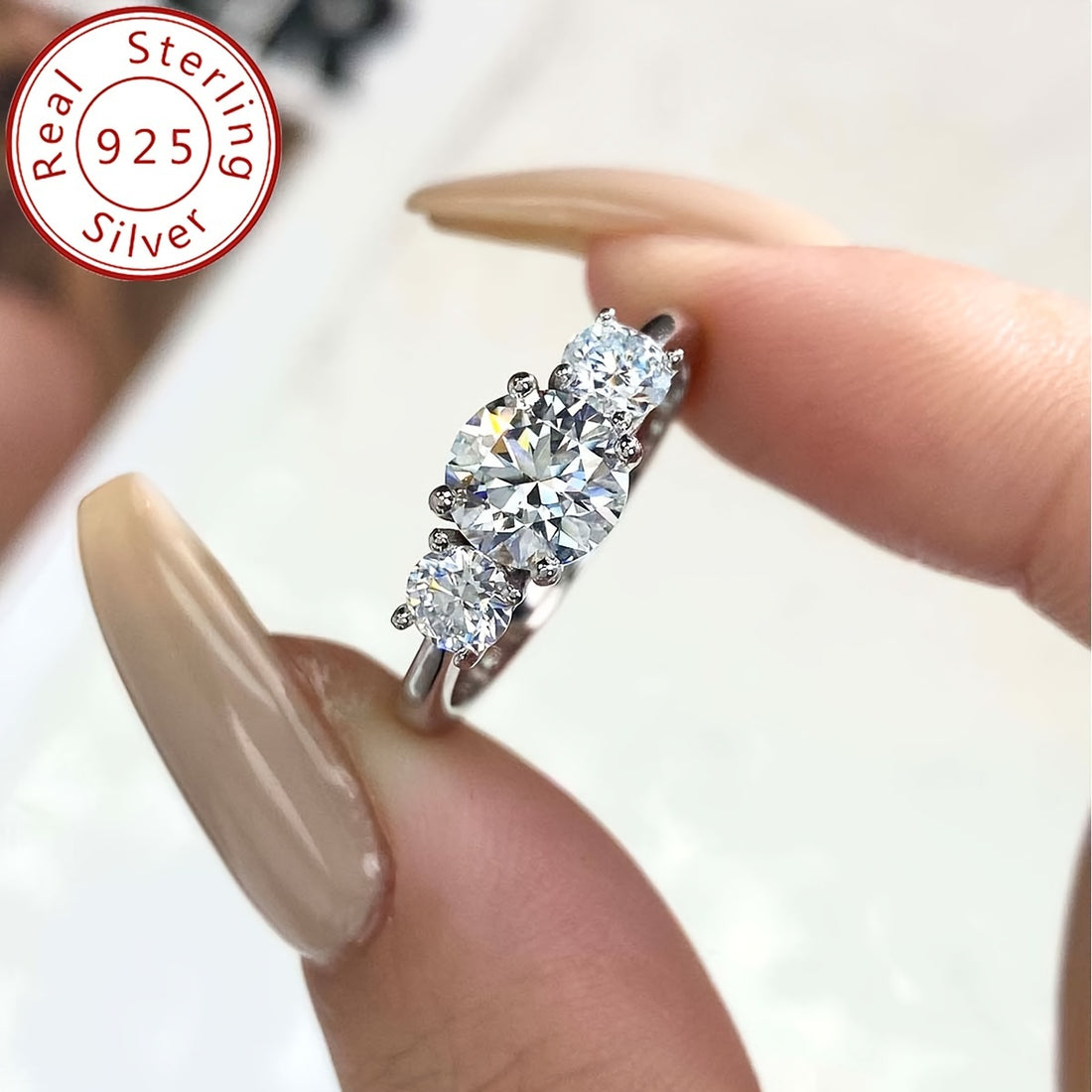 Timeless Three-Stone Moissanite Ring