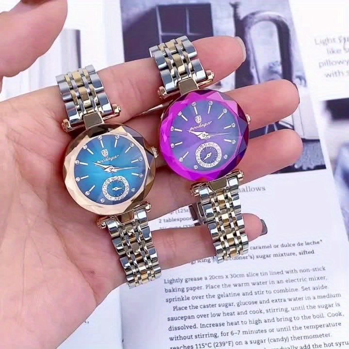 POEDAGAR Quartz Round Alloy Case Ladies Wrist Watch - Shock-Resistant