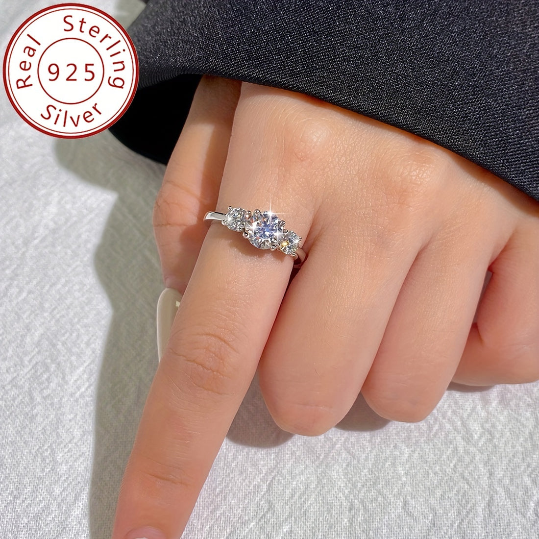 Timeless Three-Stone Moissanite Ring