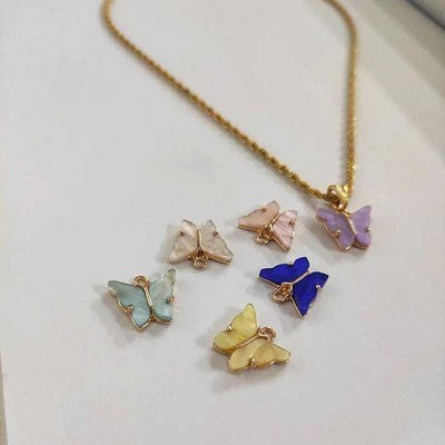 Simple Cute Sweet Color Butterfly Clavicle Chain