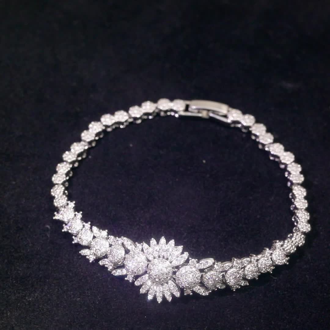 Dazzling Sunflower Crystal Bracelet Set