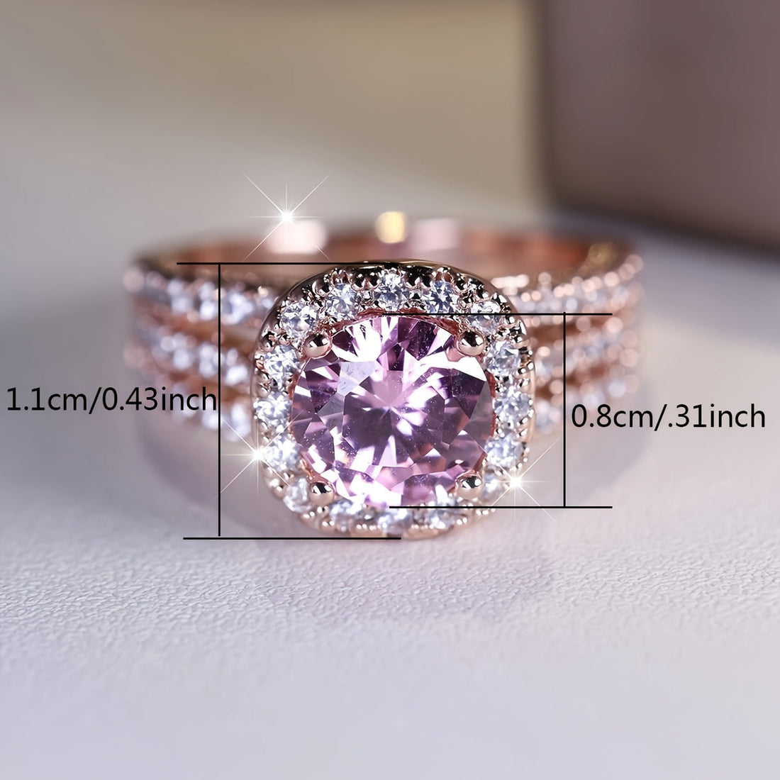 Rose Gold Pink Sapphire Halo Ring