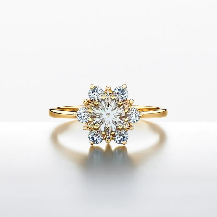 Dazzling Flower-Shaped Wedding Ring