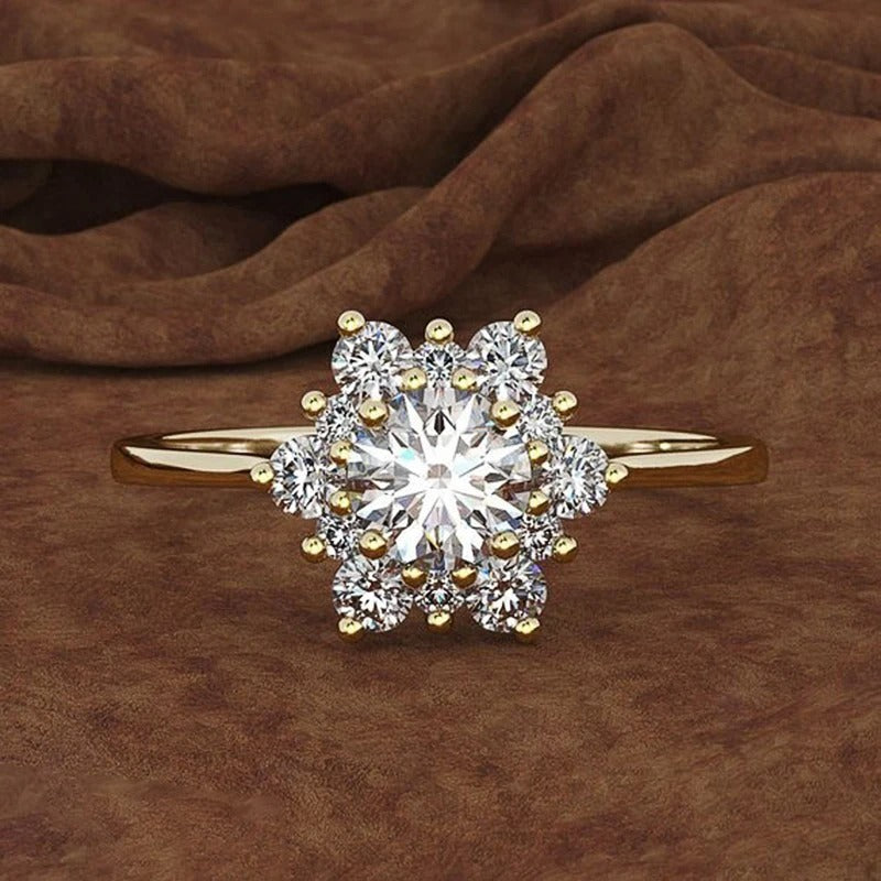 Dazzling Flower-Shaped Wedding Ring