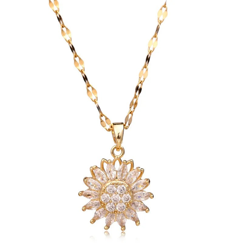 Sunflower Delight: Double-Layer Rotatable Choker Necklace