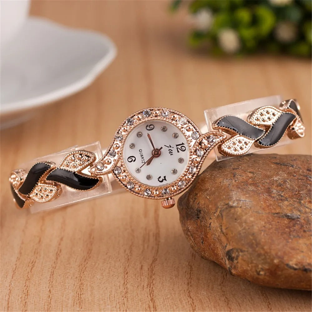 Diamond Inlaid Quartz Watch & Jewelry Set