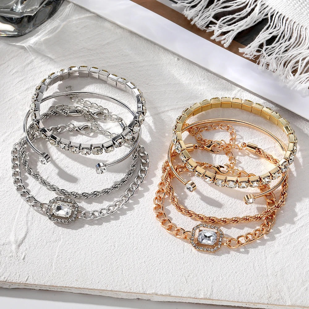 Crystal Punk Bracelet Set