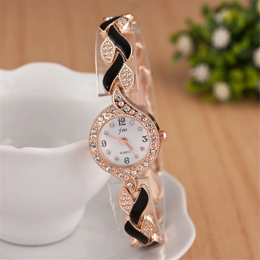 Diamond Inlaid Quartz Watch & Jewelry Set