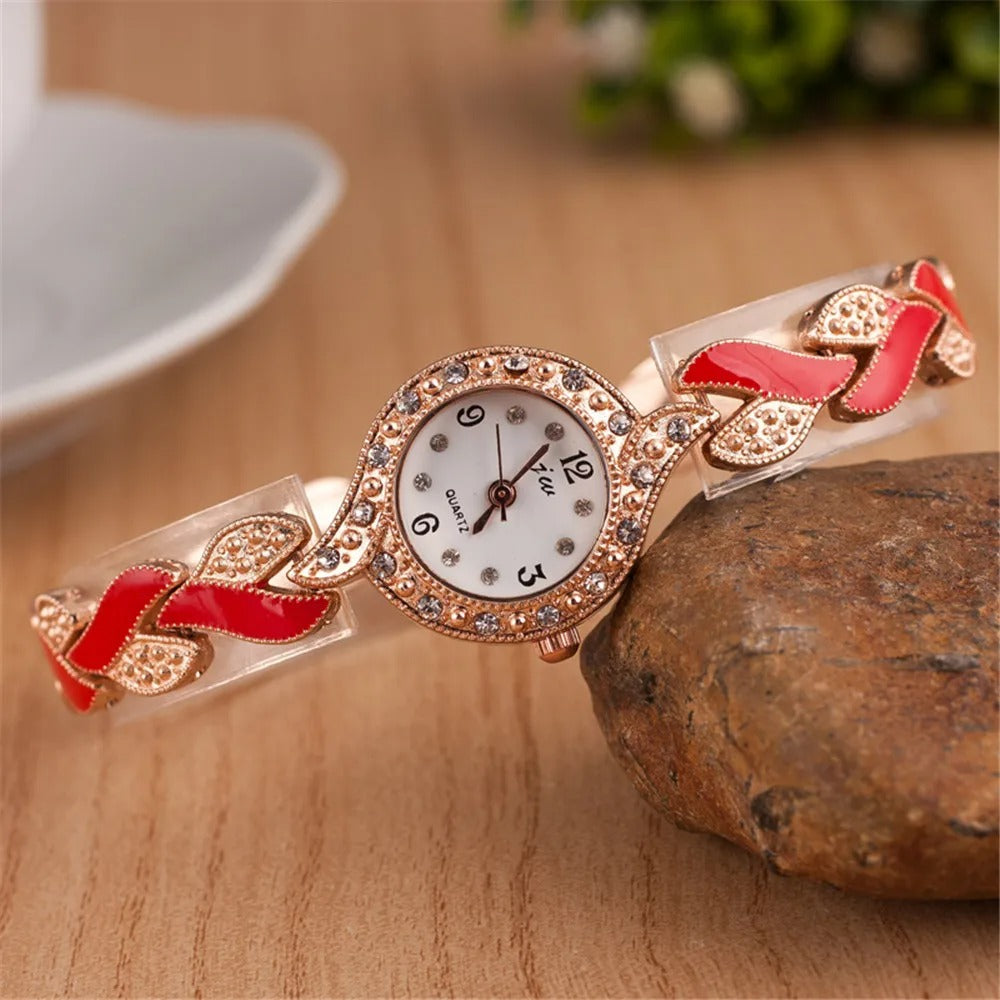 Diamond Inlaid Quartz Watch & Jewelry Set