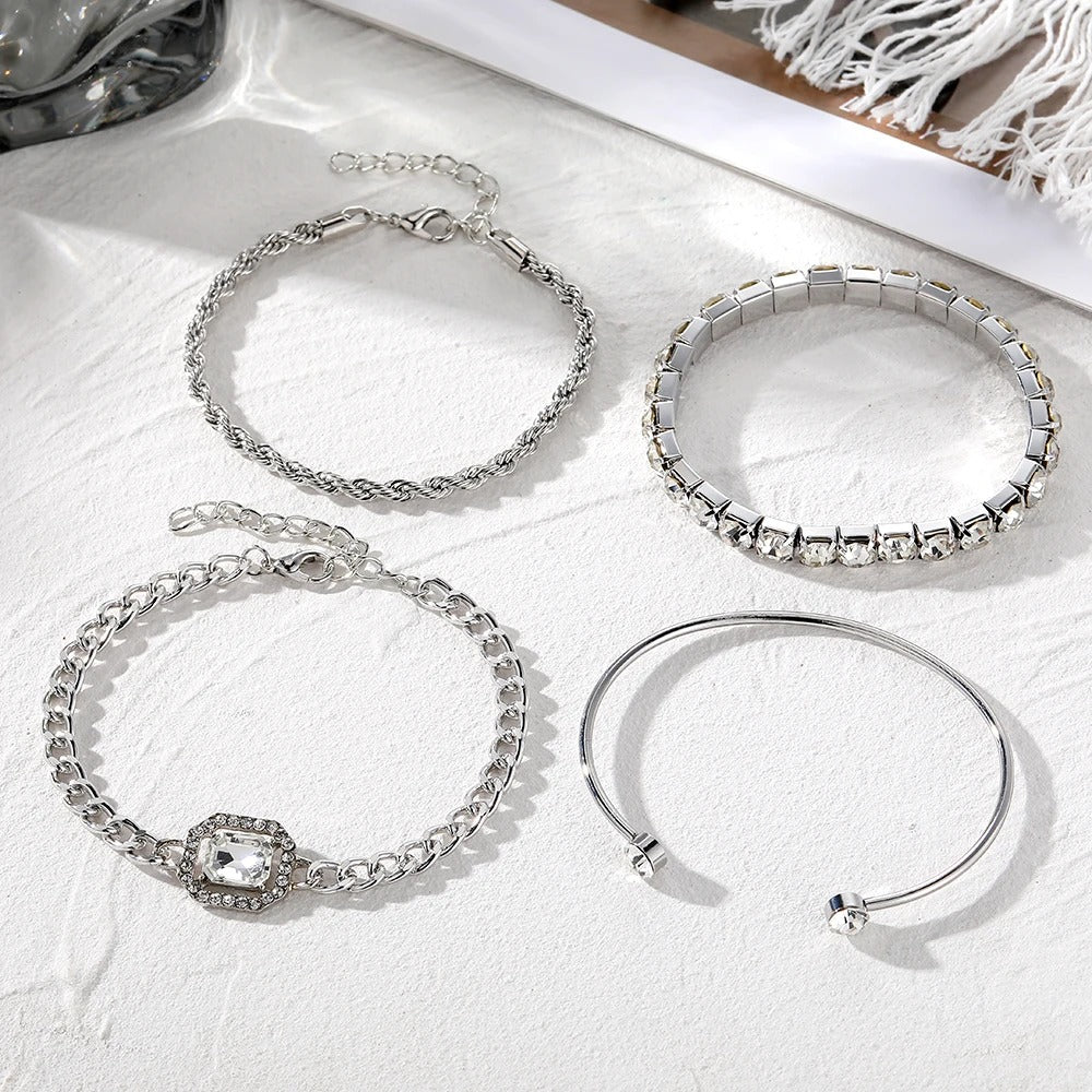 Crystal Punk Bracelet Set