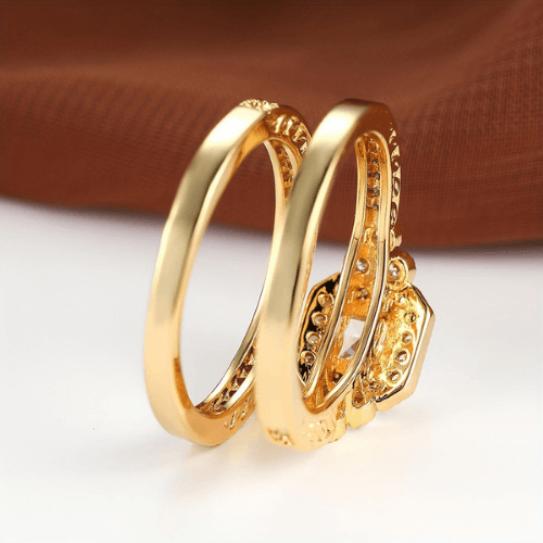 Radiant Gold-Plated Zirconia Ring Set