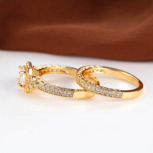 Radiant Gold-Plated Zirconia Ring Set