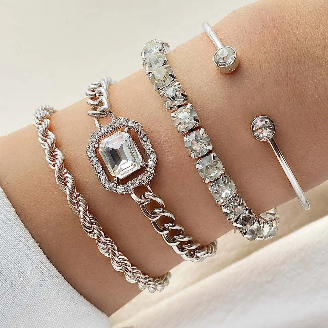 Crystal Punk Bracelet Set